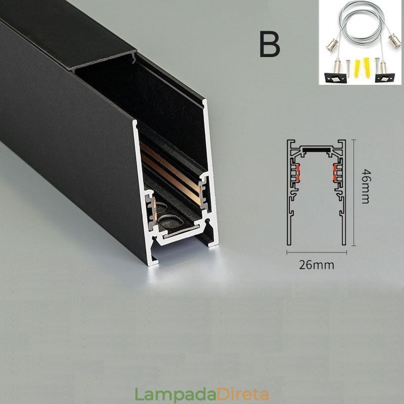 Trilhos de iluminação de trilhos embutidos Perfil de superfície de trilho de alumínio magnético Faixa de luz de trilho ultrafina 100 cm