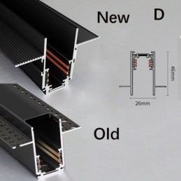 Trilhos de iluminação de trilhos embutidos Perfil de superfície de trilho de alumínio magnético Faixa de luz de trilho ultrafina 100 cm