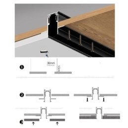 Trilhos de iluminação de trilhos embutidos Perfil de superfície de trilho de alumínio magnético Faixa de luz de trilho ultrafina 100 cm