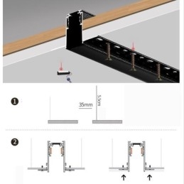 Trilhos de iluminação de trilhos embutidos Perfil de superfície de trilho de alumínio magnético Faixa de luz de trilho ultrafina 100 cm