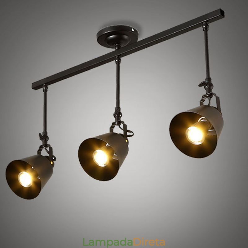 Luminária de teto rústica de ferro estilo country vintage
