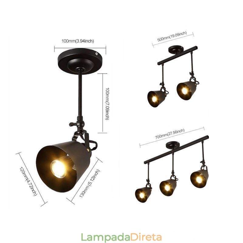 Luminária de teto rústica de ferro estilo country vintage