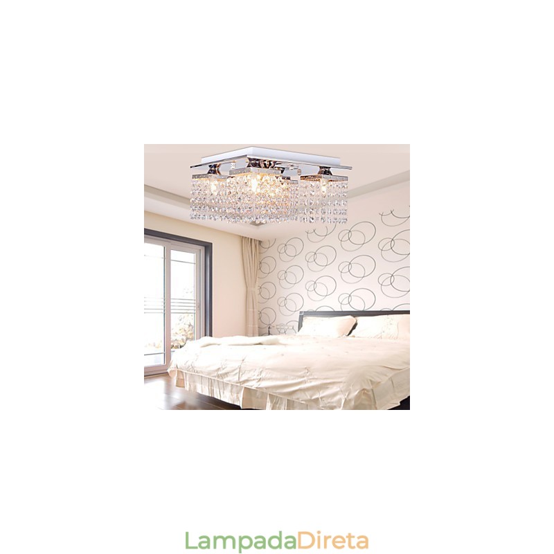 Luminária de Teto Cristal Moderna 5 Luzes