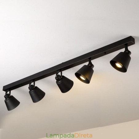 Iluminação de trilho de ferro industrial com holofotes vintage rústicos Iluminação de trilho de ferro industrial com holofotes vintage rústicos