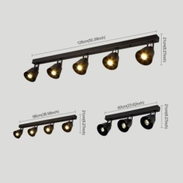 Iluminação de trilho de ferro industrial com holofotes vintage rústicos