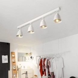 Iluminação de trilho de ferro industrial com holofotes vintage rústicos