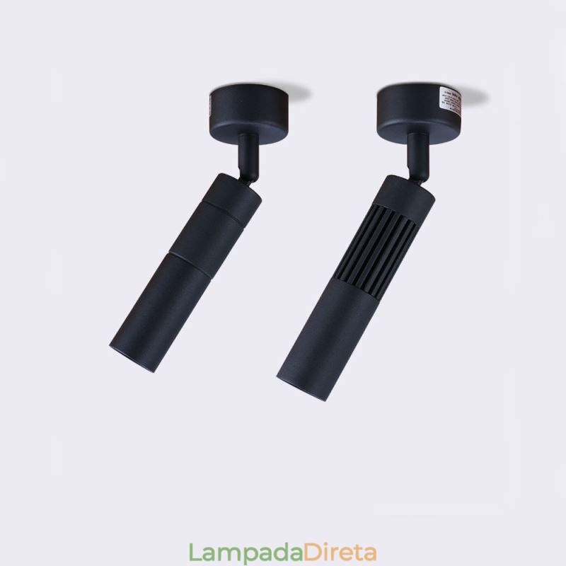 Holofote COB giratório Holofote de teto preto (luz única)