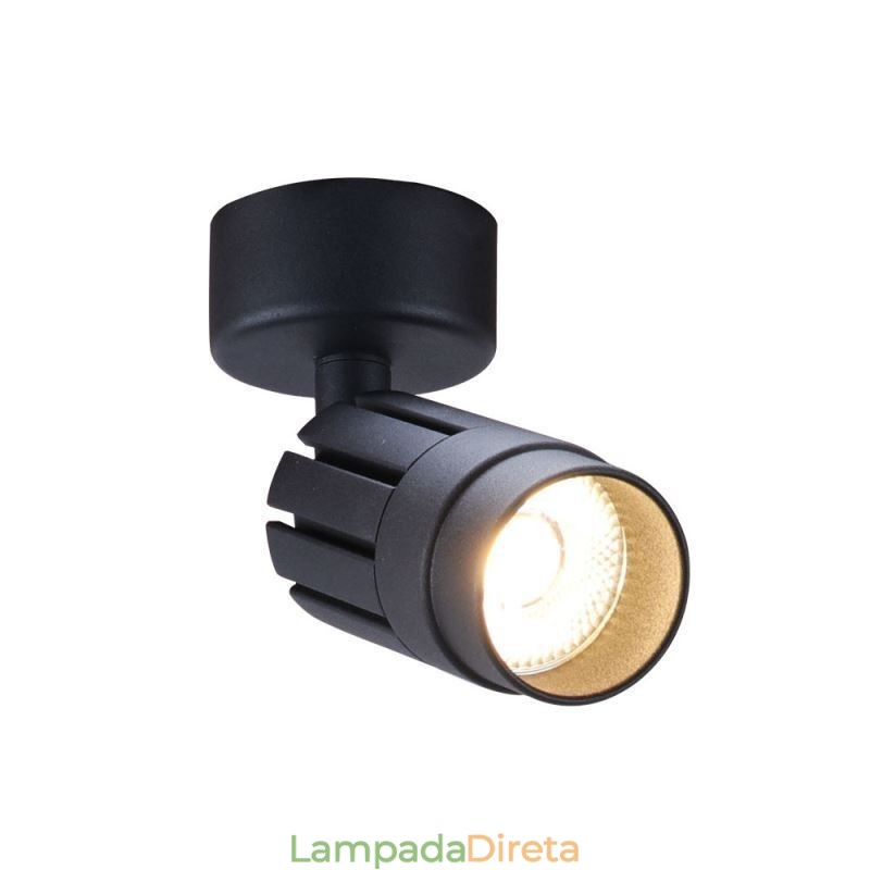 Holofote COB giratório Holofote de teto preto (luz única)