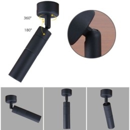 Holofote COB giratório Holofote de teto preto (luz única)