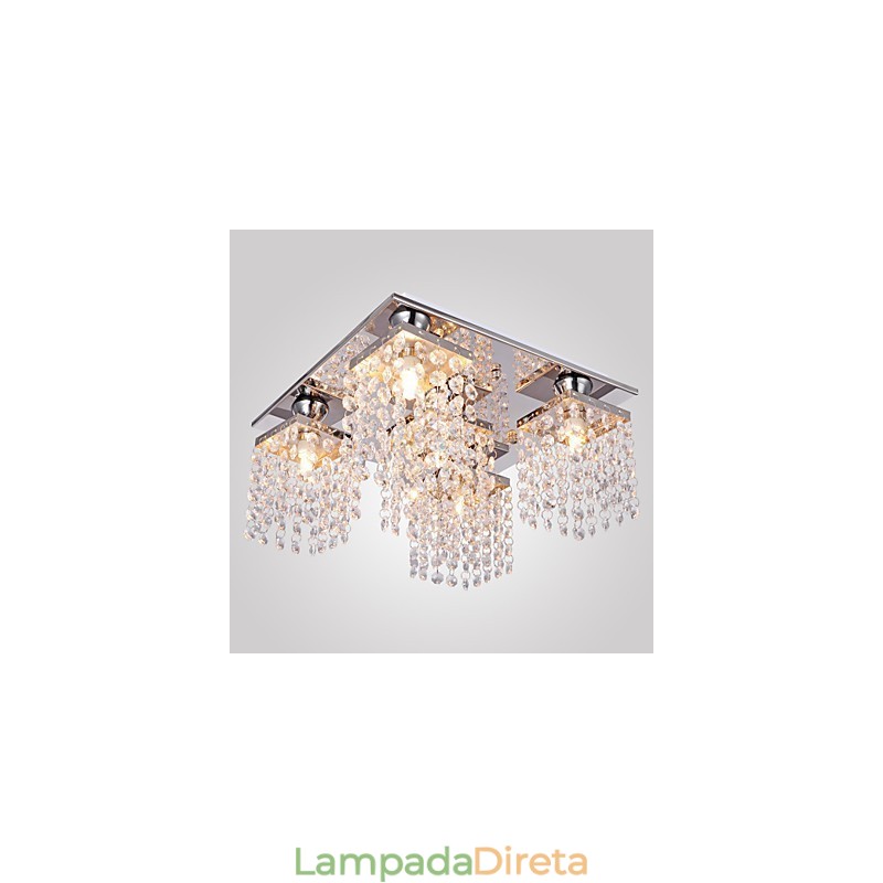 Luminária de Teto Cristal Moderna 5 Luzes