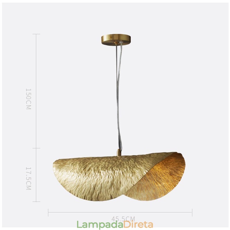 Luminária pendente clássica tradicional de latão puro em metal