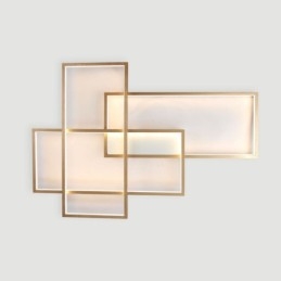 Luminária de teto moderna, contemporânea, dourada, em alumínio, com controle remoto, para sala de estar, quarto (também pode ser usada como luminária de parede)