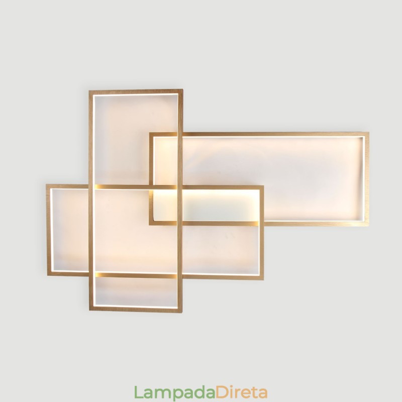 Luminária de teto moderna, contemporânea, dourada, em alumínio, com controle remoto, para sala de estar, quarto (também pode ser usada como luminária de parede)