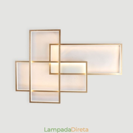 Luminária de teto moderna, contemporânea, dourada, em alumínio, com controle remoto, para sala de estar, quarto (também pode ser usada como luminária de parede) Luminária de teto moderna, contemporânea, dourada, em alumínio, com controle remoto, para sala de estar, quarto (também pode ser usada como luminária de parede)
