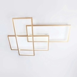 Luminária de teto moderna, contemporânea, dourada, em alumínio, com controle remoto, para sala de estar, quarto (também pode ser usada como luminária de parede)