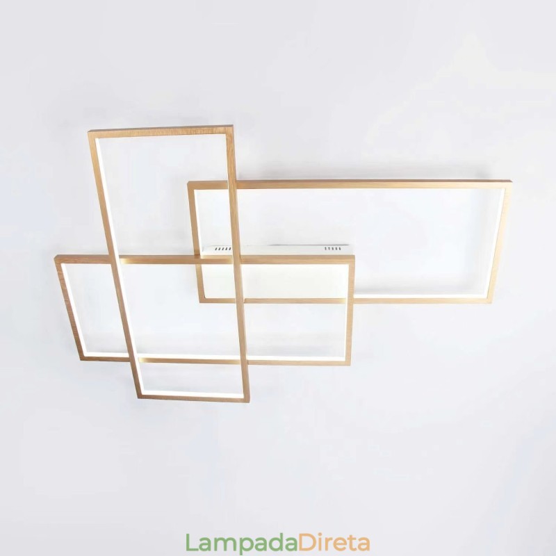 Luminária de teto moderna, contemporânea, dourada, em alumínio, com controle remoto, para sala de estar, quarto (também pode ser usada como luminária de parede)