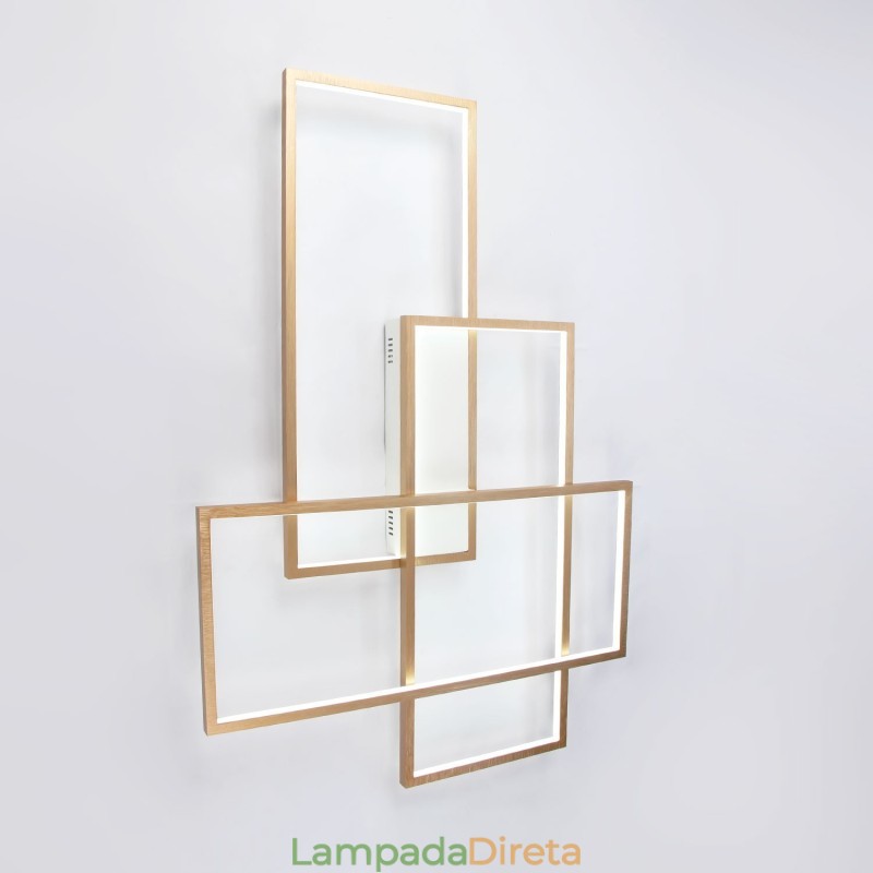 Luminária de teto moderna, contemporânea, dourada, em alumínio, com controle remoto, para sala de estar, quarto (também pode ser usada como luminária de parede)