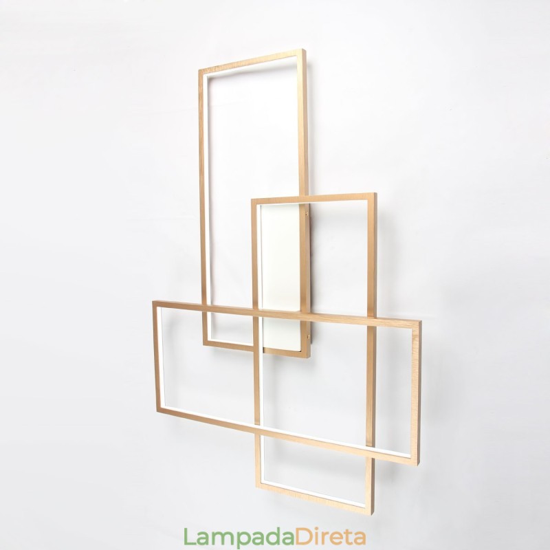 Luminária de teto moderna, contemporânea, dourada, em alumínio, com controle remoto, para sala de estar, quarto (também pode ser usada como luminária de parede)