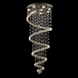Espiral Modern K9 Cristal Teto Pendente Luz Interior Lustre Luminárias para Escadas Teto Alto
