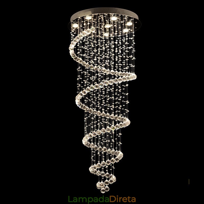 Espiral Modern K9 Cristal Teto Pendente Luz Interior Lustre Luminárias para Escadas Teto Alto