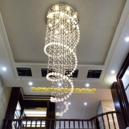 Espiral Modern K9 Cristal Teto Pendente Luz Interior Lustre Luminárias para Escadas Teto Alto
