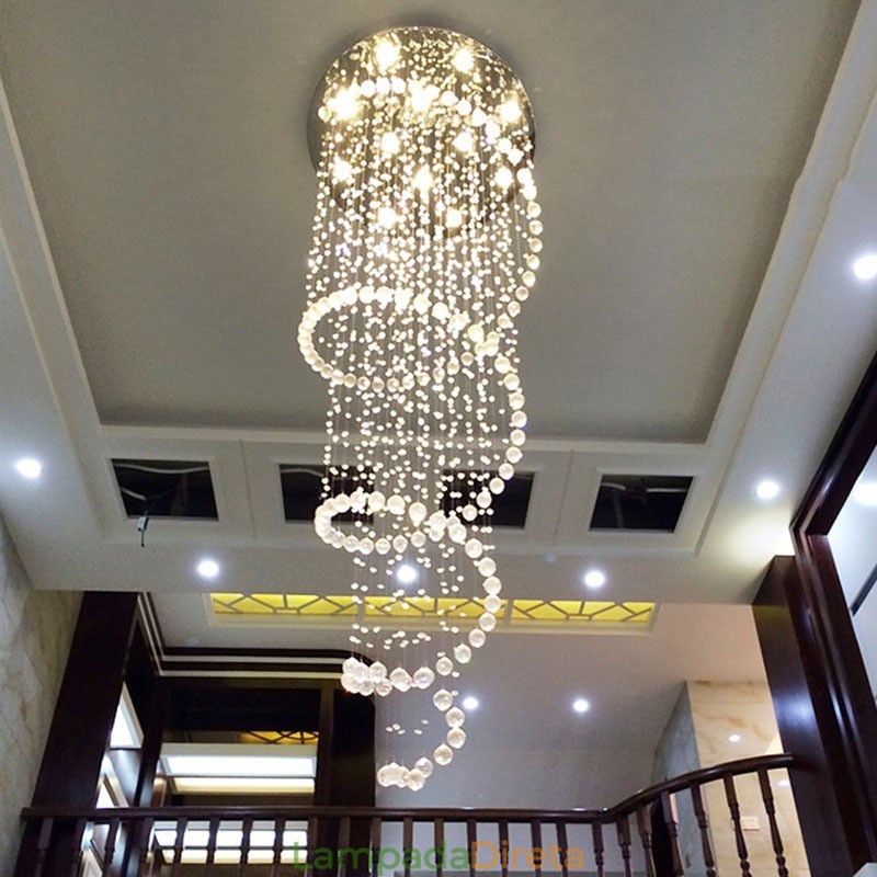 Espiral Modern K9 Cristal Teto Pendente Luz Interior Lustre Luminárias para Escadas Teto Alto
