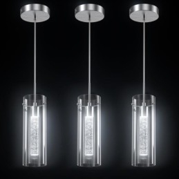 Luminária pendente artística de 3 luzes com cúpulas de vidro e base de lâmpada G4