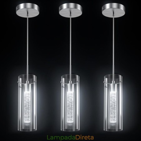Luminária pendente artística de 3 luzes com cúpulas de vidro e base de lâmpada G4 Luminária pendente artística de 3 luzes com cúpulas de vidro e base de lâmpada G4