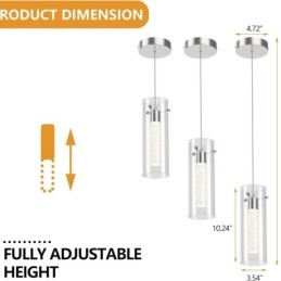 Luminária pendente artística de 3 luzes com cúpulas de vidro e base de lâmpada G4