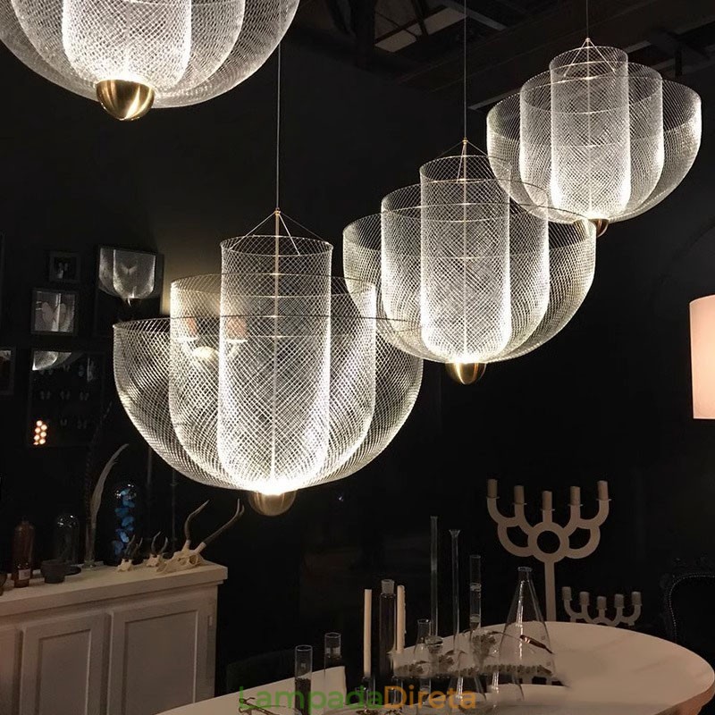 Nordic Grid Designer Criativo e Único Forma Arte Luminária Decorativa Pendente