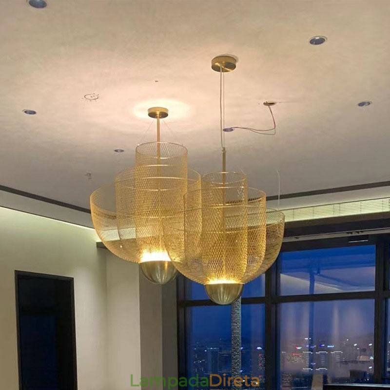 Nordic Grid Designer Criativo e Único Forma Arte Luminária Decorativa Pendente