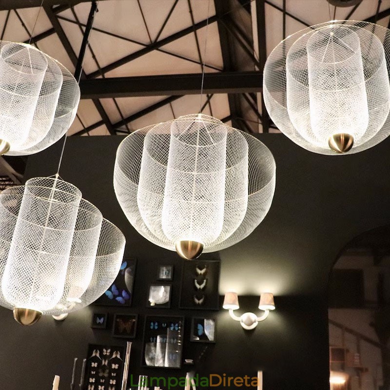 Nordic Grid Designer Criativo e Único Forma Arte Luminária Decorativa Pendente