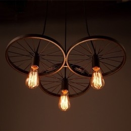 Luminárias pendentes retrô estilo loft, lustre de ferro forjado estilo industrial, rodas americanas