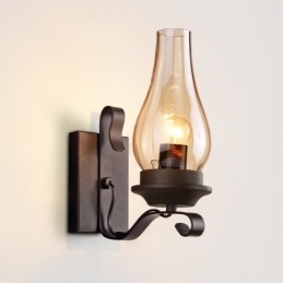 Luminária de parede de vidro nórdico retrô rústica, arandela de cabeceira para quarto, luminárias de parede industriais vintage