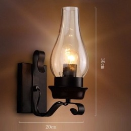 Luminária de parede de vidro nórdico retrô rústica, arandela de cabeceira para quarto, luminárias de parede industriais vintage