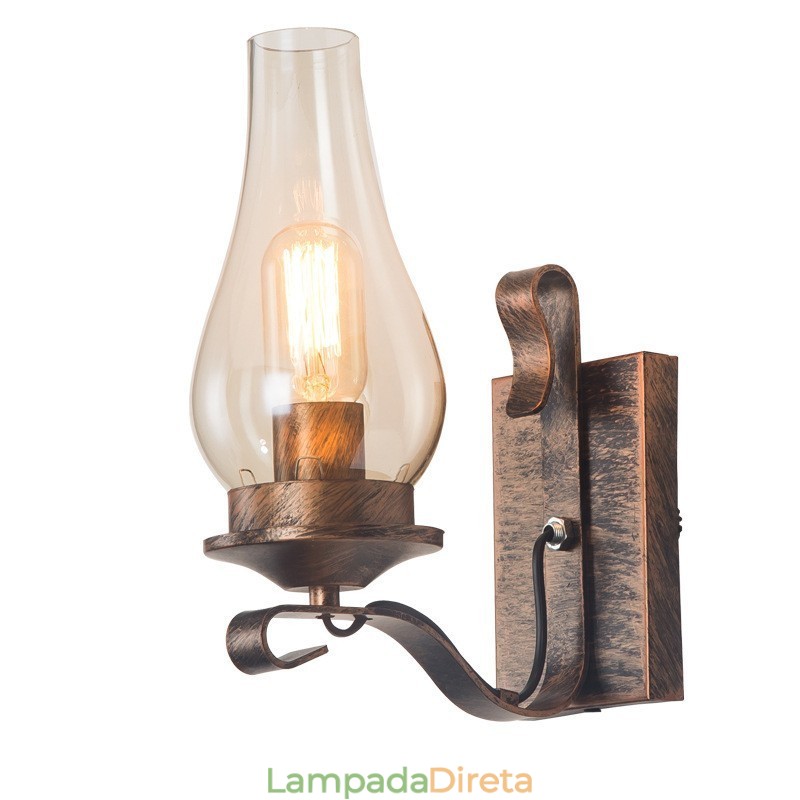 Luminária de parede de vidro nórdico retrô rústica, arandela de cabeceira para quarto, luminárias de parede industriais vintage