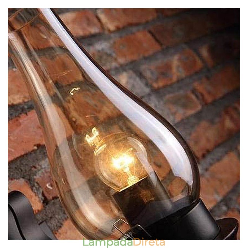 Luminária de parede de vidro nórdico retrô rústica, arandela de cabeceira para quarto, luminárias de parede industriais vintage