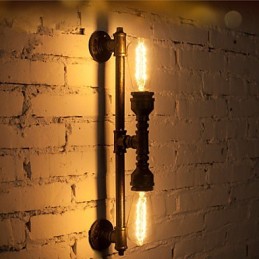 Luminária de parede de tubo de água de ferro forjado, luzes de corredor vintage, luminária de parede de ferro loft, lâmpada incandescente Edison, lâmpada FJ DB2 046A0
