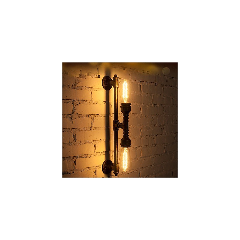 Luminária de parede de tubo de água de ferro forjado, luzes de corredor vintage, luminária de parede de ferro loft, lâmpada incandescente Edison, lâmpada FJ DB2 046A0