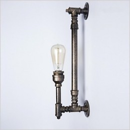 Luminária de parede de tubo de água de ferro forjado, luzes de corredor vintage, luminária de parede de ferro loft, lâmpada incandescente Edison, lâmpada FJ DB2 046A0