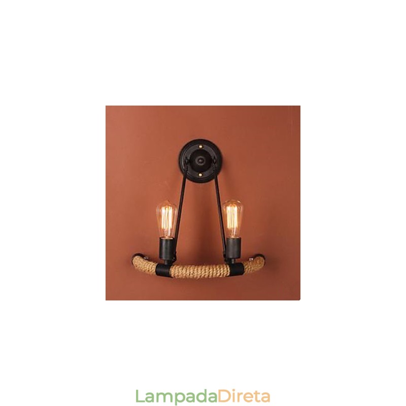 Luminária de parede em corda de cânhamo semicircular contratada para escada de varanda