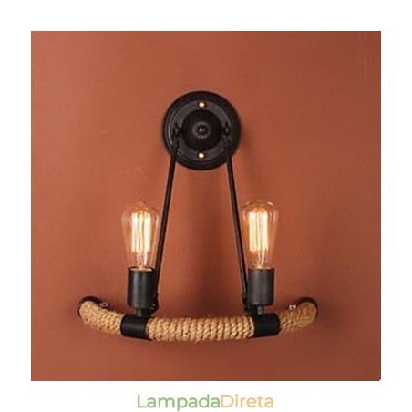 Luminária de parede em corda de cânhamo semicircular contratada para escada de varanda Luminária de parede em corda de cânhamo semicircular contratada para escada de varanda