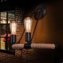 Luminária de parede em corda de cânhamo semicircular contratada para escada de varanda