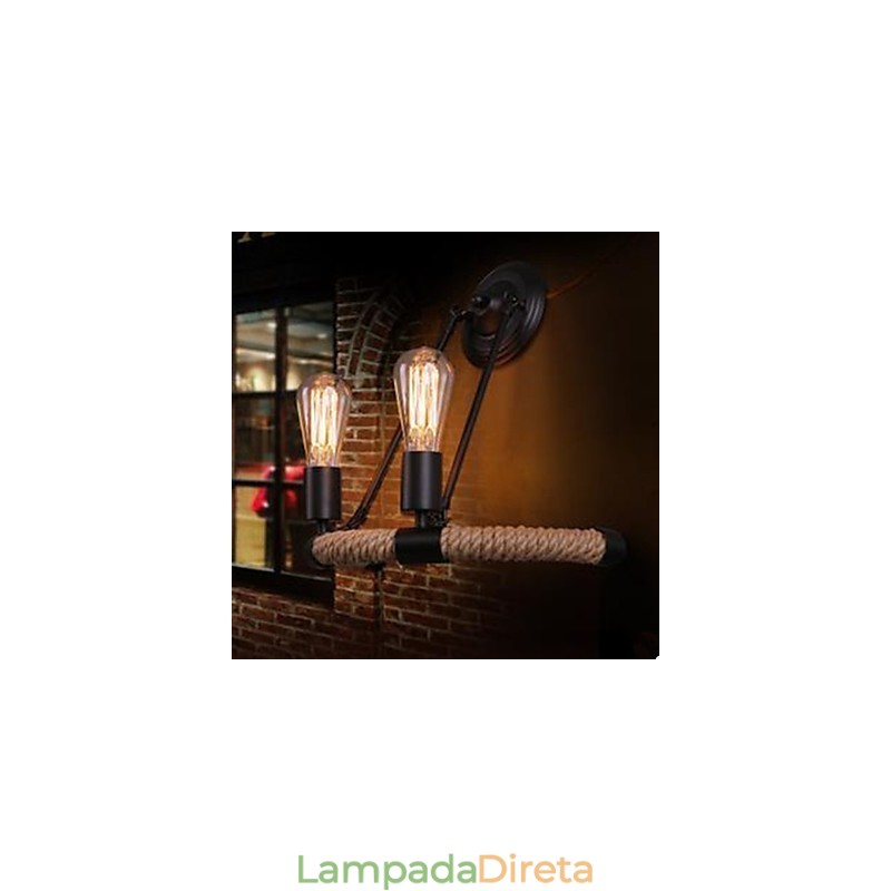 Luminária de parede em corda de cânhamo semicircular contratada para escada de varanda