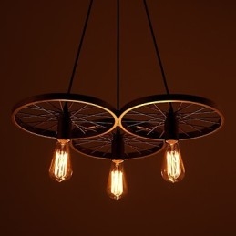 Luminárias pendentes retrô estilo loft, lustre de ferro forjado estilo industrial, rodas americanas