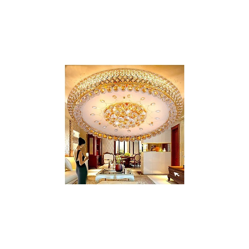 Luminária de teto redonda de cristal absorvente com cúpula de 80 cm de diâmetro e contém 15 lâmpadas