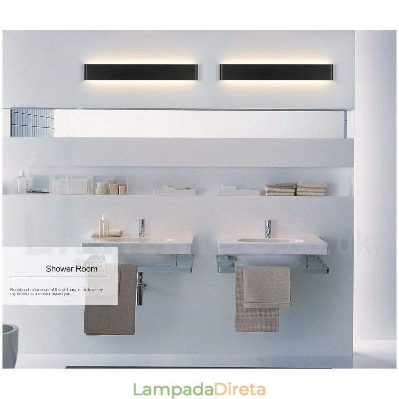 Luminárias de parede contemporâneas longas e modernas e arandelas para iluminação interna de parede de metal IP 44 para banheiro, quarto, sala de estar