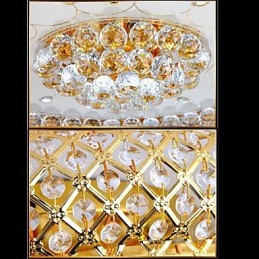 Luminária de teto redonda de cristal absorvente com cúpula de 80 cm de diâmetro e contém 15 lâmpadas