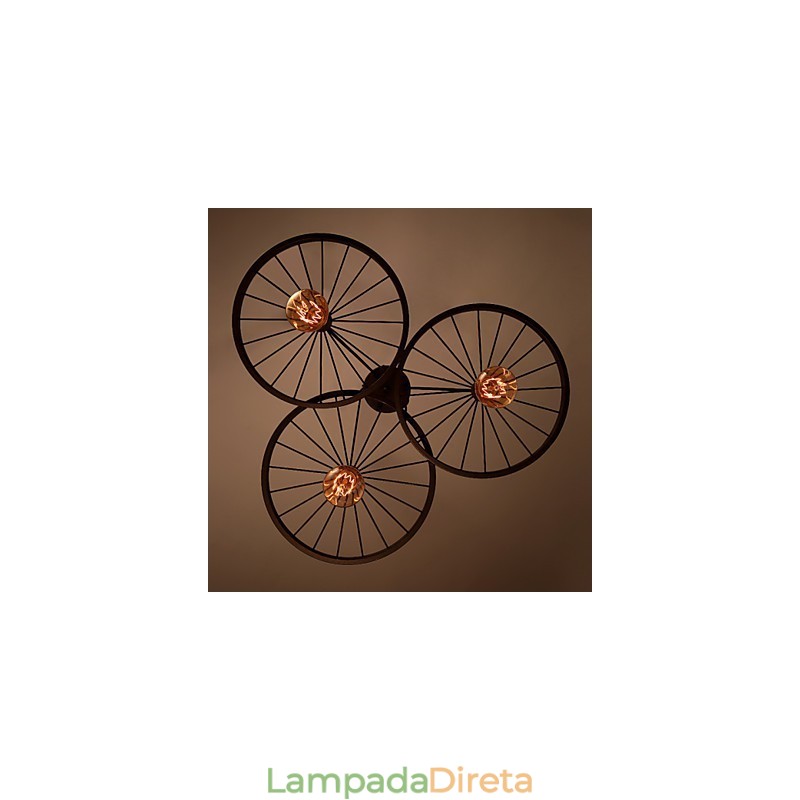 Luminárias pendentes retrô estilo loft, lustre de ferro forjado estilo industrial, rodas americanas