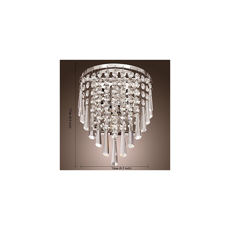 Luminária de parede semicircular em Crystal Feature